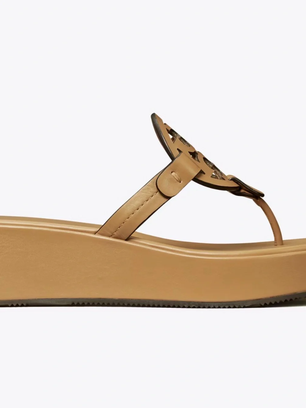 New Tory Burch Miller Leather Wedge Sandals in Walnut size 10 - Picture 10 of 11